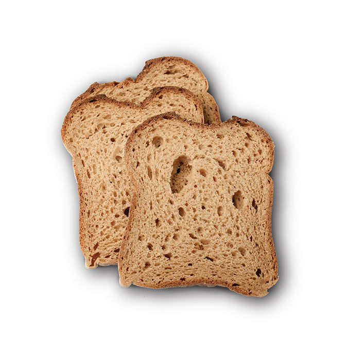 Slices of iron-fortified whole grain bread