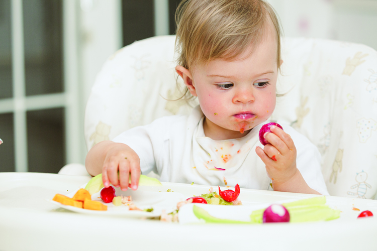 Child eating food independently