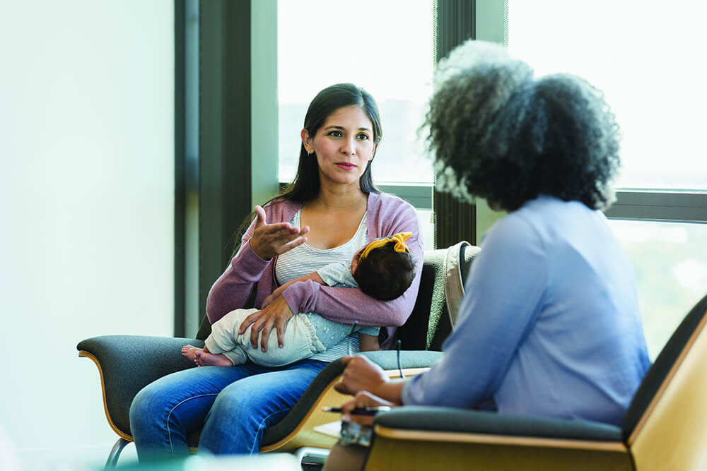 Mother and baby in therapy session