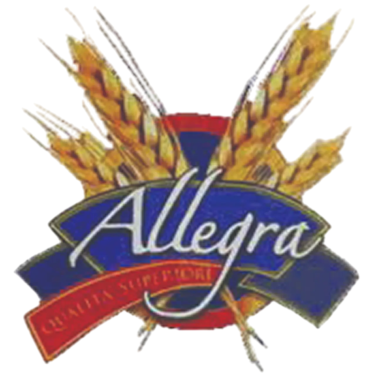 Allegra logo with wheat and ribbon design.