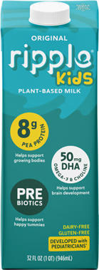 Teal carton of Ripple Kids plant-based milk
