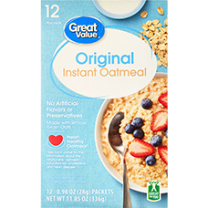 Box of Great Value Original Instant Oatmeal