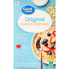 Instant Oatmeal Great Value (Walmart)