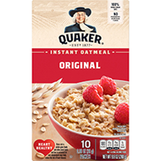 Quaker Original Instant Oatmeal package with raspberries