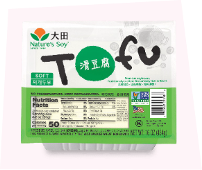 Package of Natures Soy soft tofu displayed